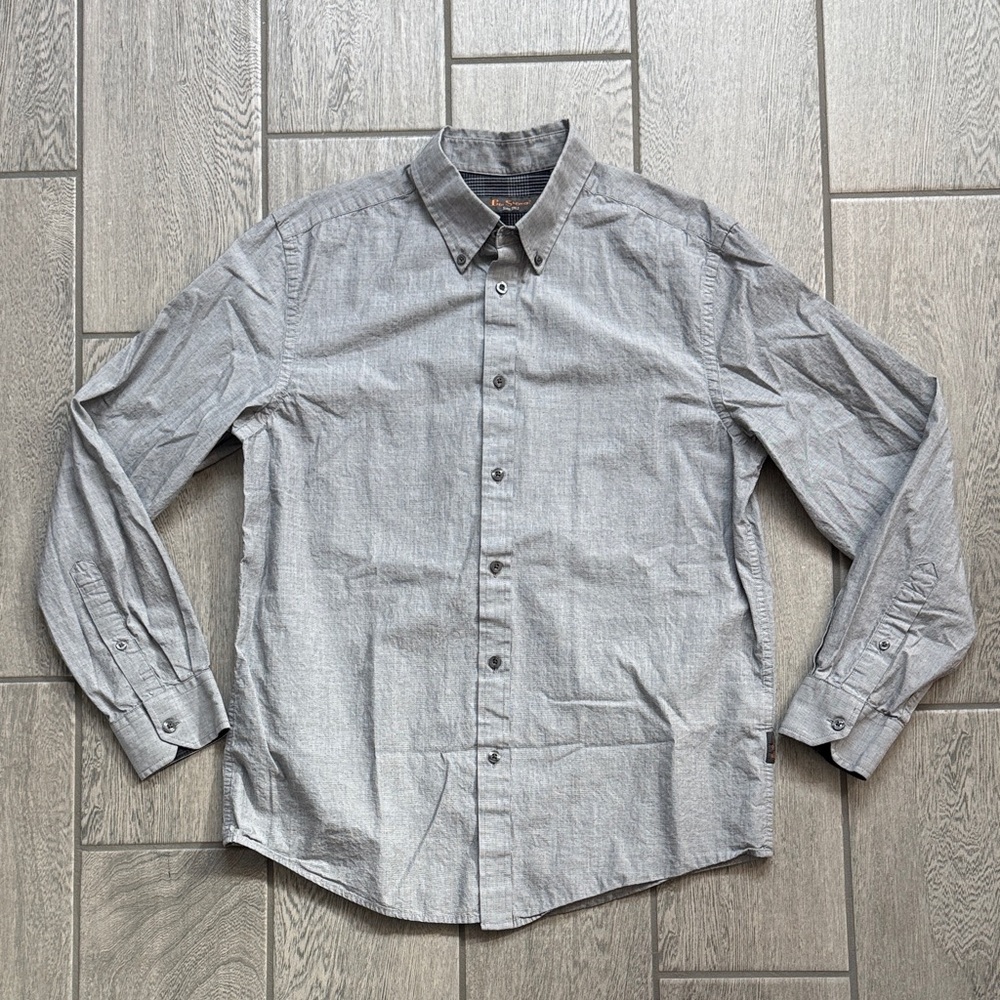 Ben Sherman Gray Button-Up Dress Shirt Business Casual Men’s Size Large